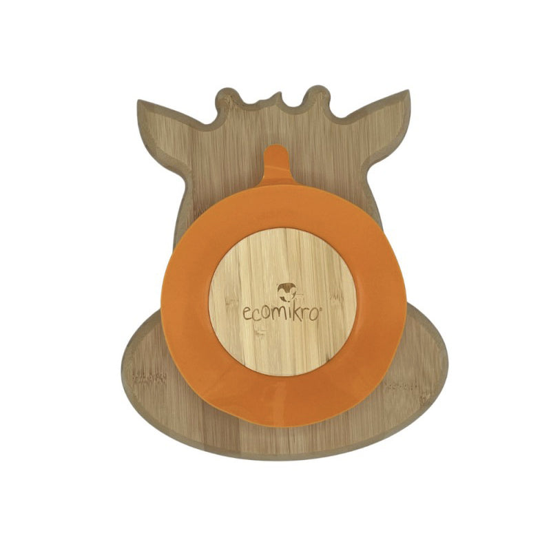 Piatto in Bambù con cucchiaio - giraffa arancio